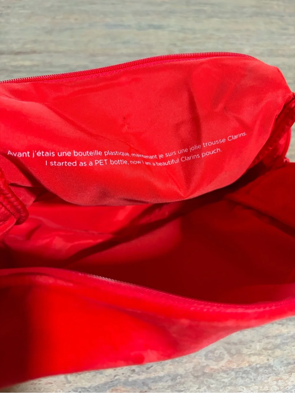 Clarins Bright Red Velvet Travel Cosmetic Pouch
